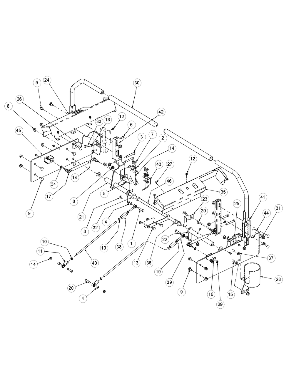 Control Assembly Diagram and Parts List for M72-GN33 53CB5FJZ750-33HP-OHV Cub Cadet Lawn Tractor